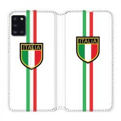 Housse cuir portefeuille pour Samsung Galaxy A31 Italie 3 Blanc