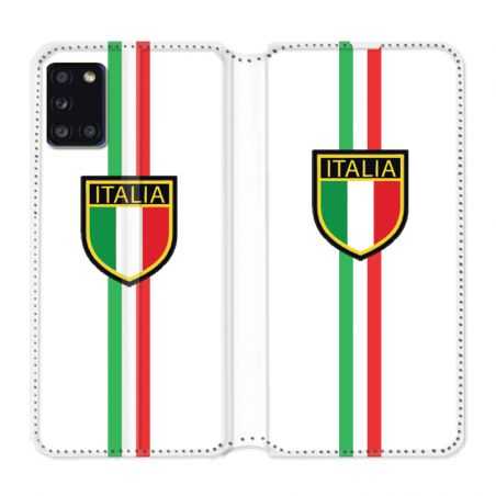 Housse cuir portefeuille pour Samsung Galaxy A31 Italie 3 Blanc