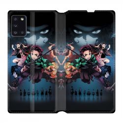 Housse cuir portefeuille pour Samsung Galaxy A31 Manga Demon Slayer Noir