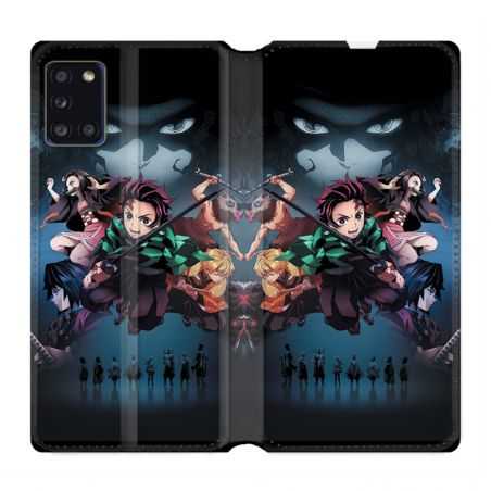 Housse cuir portefeuille pour Samsung Galaxy A31 Manga Demon Slayer Noir