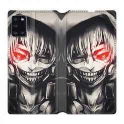 Housse cuir portefeuille pour Samsung Galaxy A31 Manga Kaneki Noir