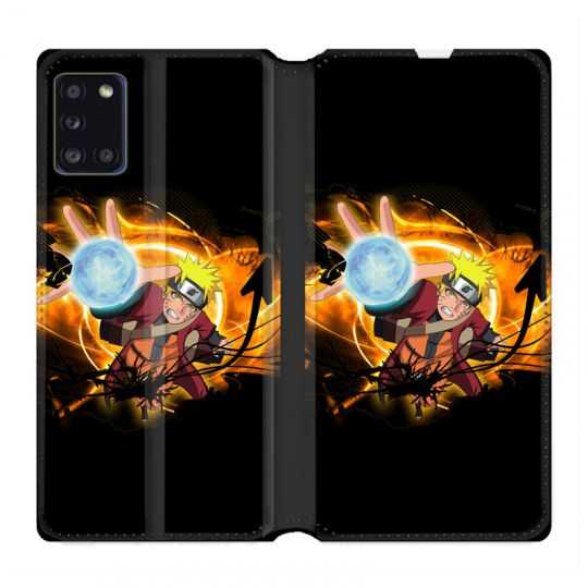 Housse cuir portefeuille pour Samsung Galaxy A31 Manga Naruto Noir