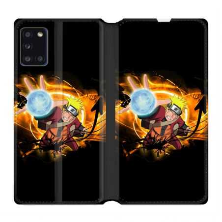 Housse cuir portefeuille pour Samsung Galaxy A31 Manga Naruto Noir