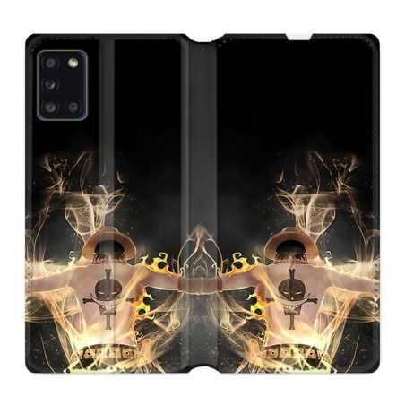 Housse cuir portefeuille pour Samsung Galaxy A31 Manga One Piece Ace Noir