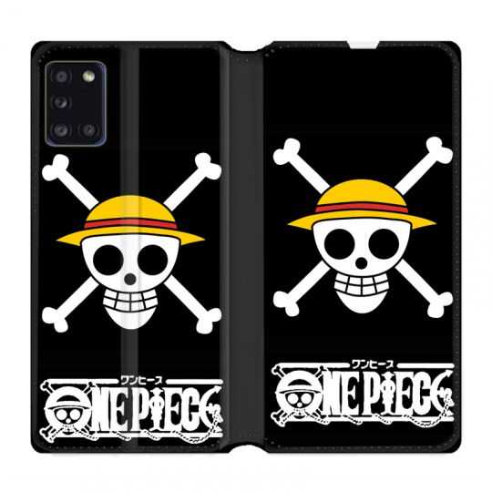 Housse cuir portefeuille pour Samsung Galaxy A31 Manga One Piece Tete de Mort