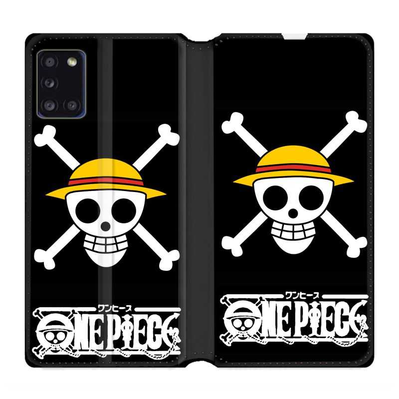 Housse cuir portefeuille pour Samsung Galaxy A31 Manga One Piece Tete de Mort