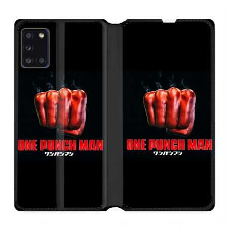 Housse cuir portefeuille pour Samsung Galaxy A31 Manga One Punch Man Poing