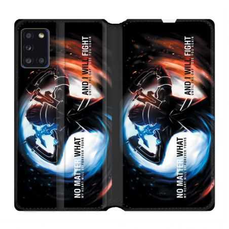 Housse cuir portefeuille pour Samsung Galaxy A31 Manga SAO sword Art Online Fight