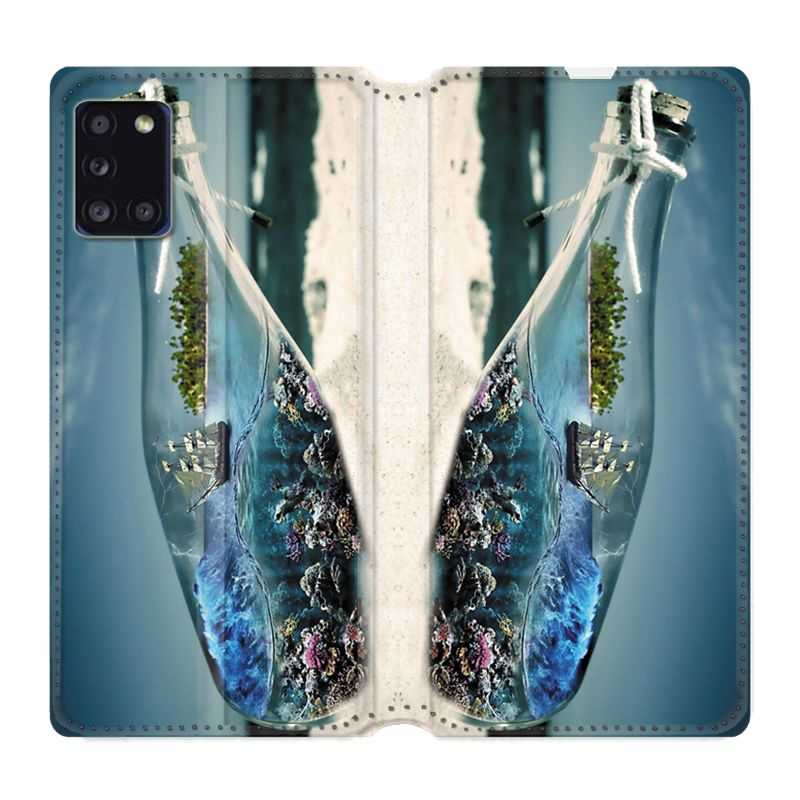 Housse cuir portefeuille pour Samsung Galaxy A31 Mer Bouteille