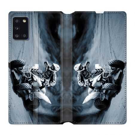 Housse cuir portefeuille pour Samsung Galaxy A31 Moto Quad
