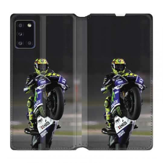 Housse cuir portefeuille pour Samsung Galaxy A31 Moto Wheeling