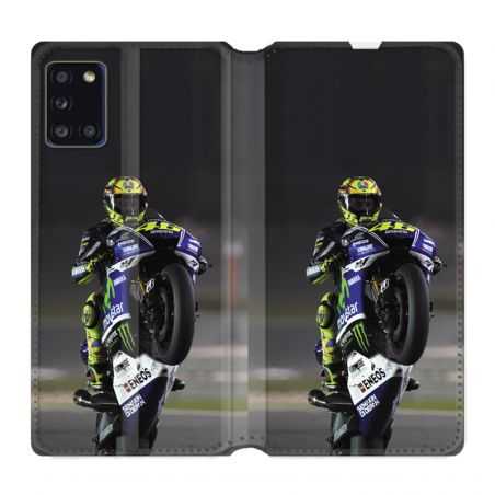 Housse cuir portefeuille pour Samsung Galaxy A31 Moto Wheeling