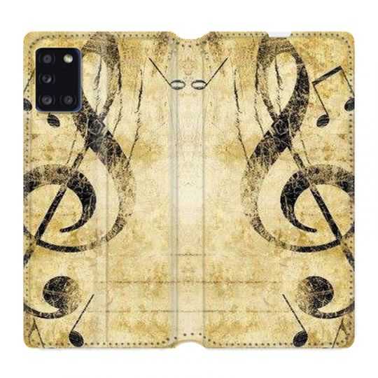 Housse cuir portefeuille pour Samsung Galaxy A31 Musique Clé Sol Vintage