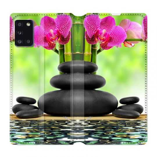 Housse cuir portefeuille pour Samsung Galaxy A31 Orchidee Eau