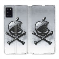 Housse cuir portefeuille pour Samsung Galaxy A31 Pomme Tete Mort