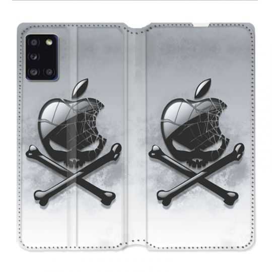 Housse cuir portefeuille pour Samsung Galaxy A31 Pomme Tete Mort