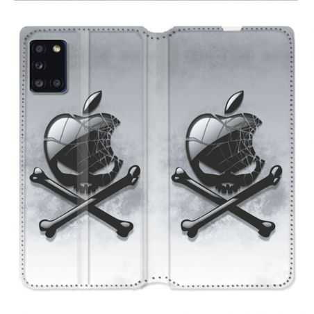 Housse cuir portefeuille pour Samsung Galaxy A31 Pomme Tete Mort