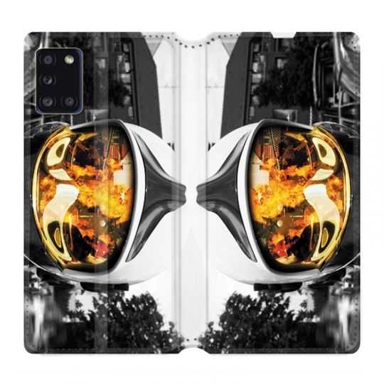 Housse cuir portefeuille pour Samsung Galaxy A31 Pompier Casque Feu