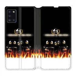 Housse cuir portefeuille pour Samsung Galaxy A31 Pompier Soldat
