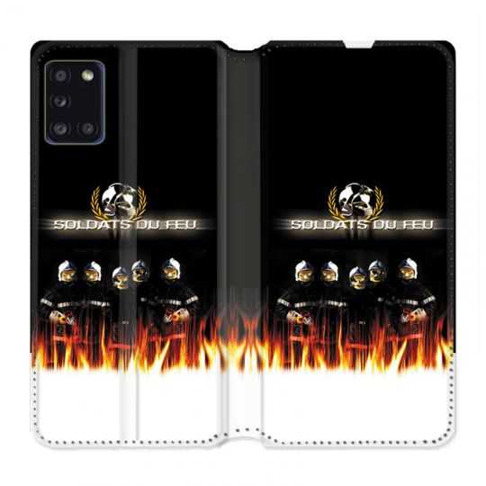 Housse cuir portefeuille pour Samsung Galaxy A31 Pompier Soldat