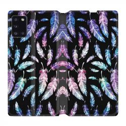 Housse cuir portefeuille pour Samsung Galaxy A31 Psychedelic Plume