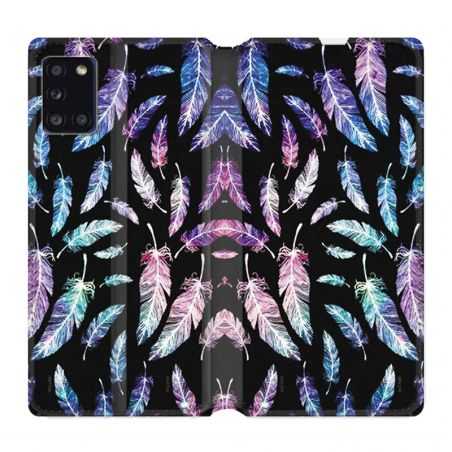 Housse cuir portefeuille pour Samsung Galaxy A31 Psychedelic Plume