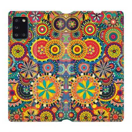 Housse cuir portefeuille pour Samsung Galaxy A31 Psychedelic Roue