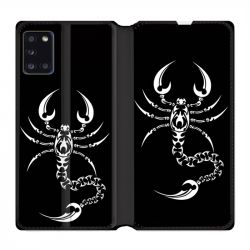 Housse cuir portefeuille pour Samsung Galaxy A31 Scorpion Noir