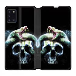 Housse cuir portefeuille pour Samsung Galaxy A31 serpent Crane