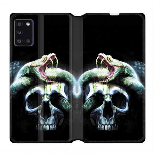 Housse cuir portefeuille pour Samsung Galaxy A31 serpent Crane