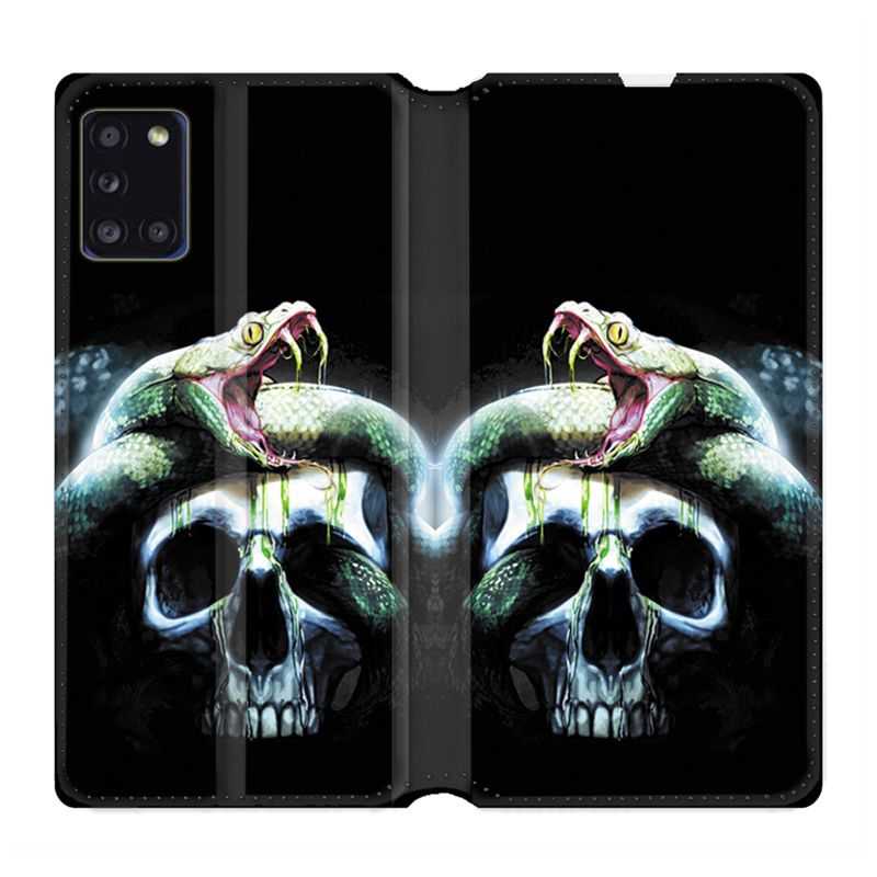 Housse cuir portefeuille pour Samsung Galaxy A31 serpent Crane