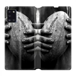 Housse cuir portefeuille pour Samsung Galaxy A31 Rugby Ballon Vintage