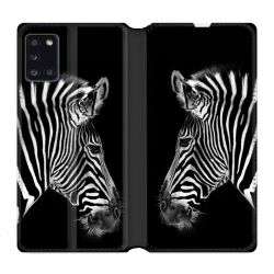 Housse cuir portefeuille pour Samsung Galaxy A31 Savane Zebra