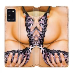 Housse cuir portefeuille pour Samsung Galaxy A31 Sexy Boobs