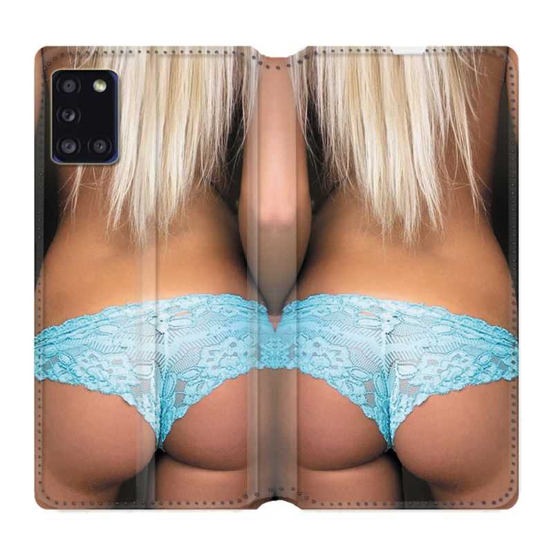 Housse cuir portefeuille pour Samsung Galaxy A31 Sexy Tanga Bleu