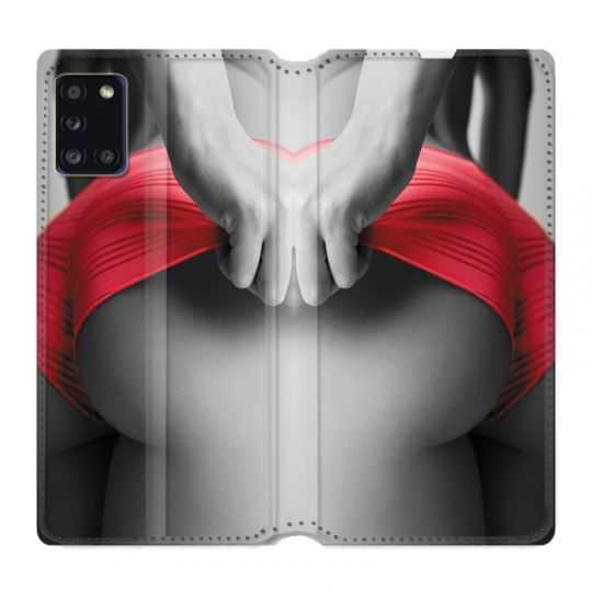 Housse cuir portefeuille pour Samsung Galaxy A31 Sexy Tanga Rouge