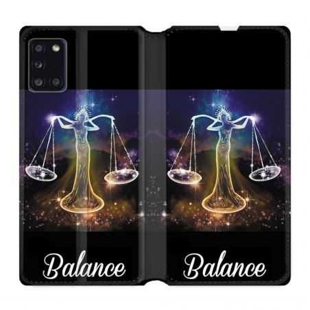 Housse cuir portefeuille pour Samsung Galaxy A31 Signe Zodiaque 2 Balance