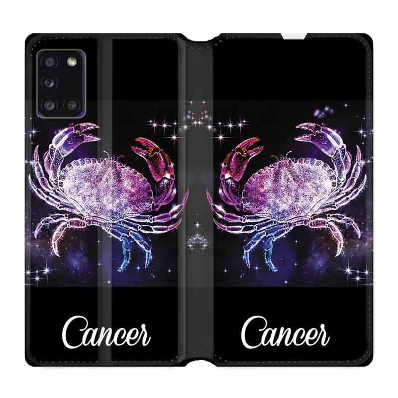 Housse cuir portefeuille pour Samsung Galaxy A31 Signe Zodiaque 2 Cancer