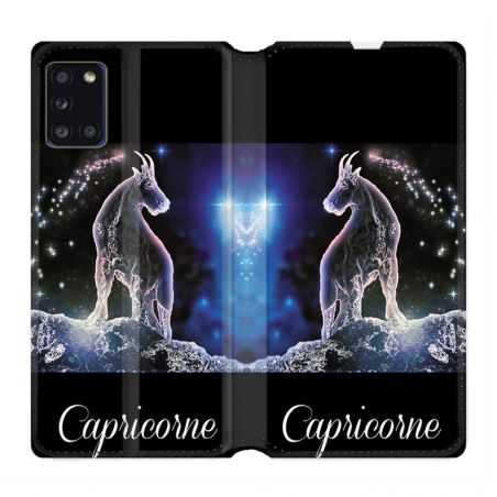 Housse cuir portefeuille pour Samsung Galaxy A31 Signe Zodiaque 2 Capricorne