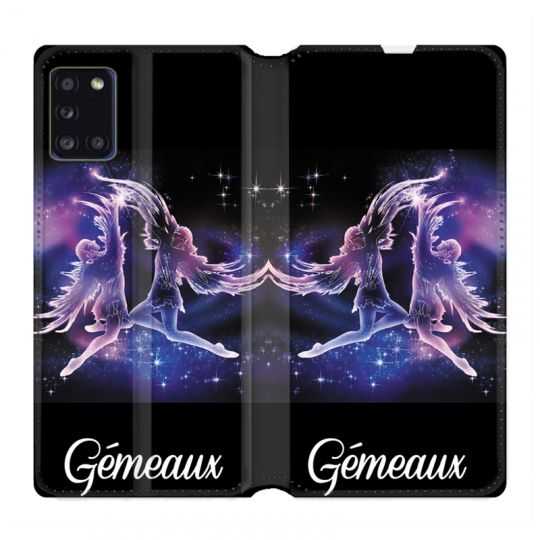 Housse cuir portefeuille pour Samsung Galaxy A31 Signe Zodiaque 2 Gémeaux