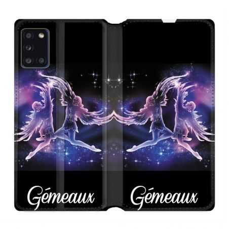 Housse cuir portefeuille pour Samsung Galaxy A31 Signe Zodiaque 2 Gémeaux