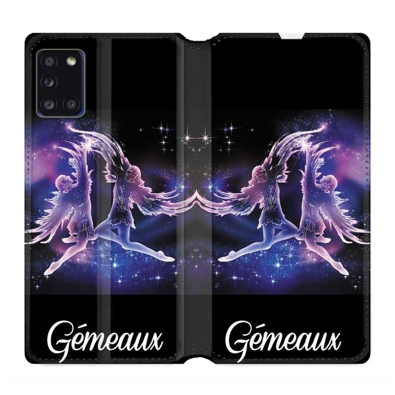 Housse cuir portefeuille pour Samsung Galaxy A31 Signe Zodiaque 2 Gémeaux