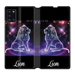 Housse cuir portefeuille pour Samsung Galaxy A31 Signe Zodiaque 2 Lion