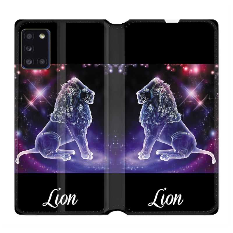 Housse cuir portefeuille pour Samsung Galaxy A31 Signe Zodiaque 2 Lion