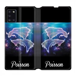 Housse cuir portefeuille pour Samsung Galaxy A31 Signe Zodiaque 2 Poisson