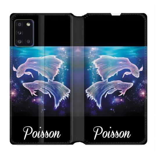 Housse cuir portefeuille pour Samsung Galaxy A31 Signe Zodiaque 2 Poisson