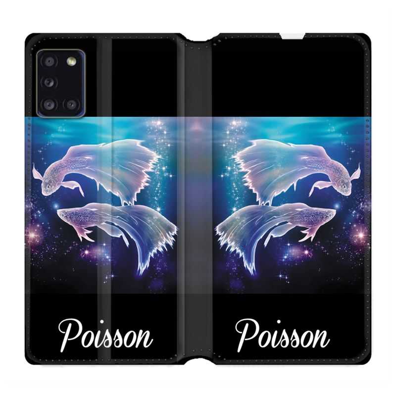 Housse cuir portefeuille pour Samsung Galaxy A31 Signe Zodiaque 2 Poisson