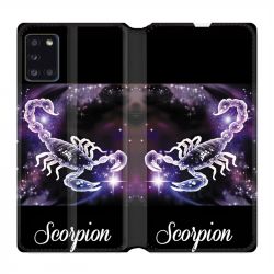 Housse cuir portefeuille pour Samsung Galaxy A31 Signe Zodiaque 2 Scorpion