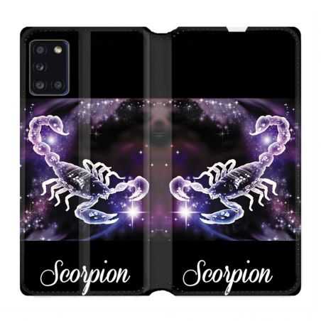 Housse cuir portefeuille pour Samsung Galaxy A31 Signe Zodiaque 2 Scorpion