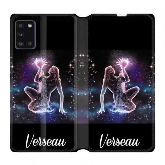 Housse cuir portefeuille pour Samsung Galaxy A31 Signe Zodiaque 2 Verseau